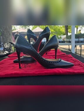 Christian Louboutin Anjalina studded pointed-toe pumps 35.5